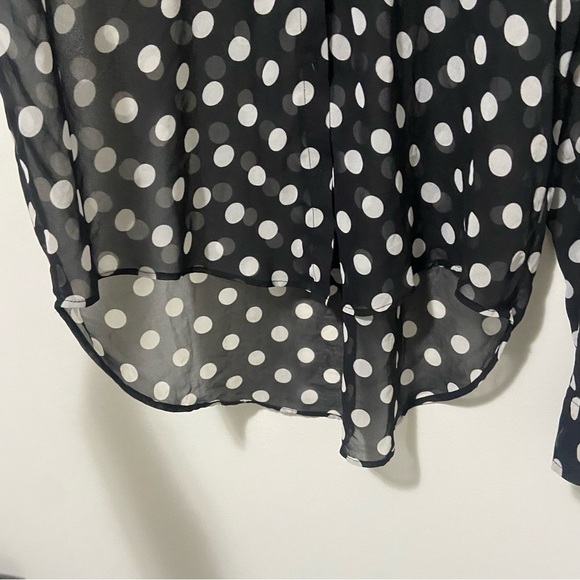 Free People Black/White Sheer Polka Dot Easy Rider Blouse Size Small - Picture 8 of 9